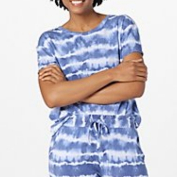 Koolaburrra by Ugg Shirt Womens S Blue Tie‎ Dye Stretch Modal Relaxed Tee - Picture 11 of 11